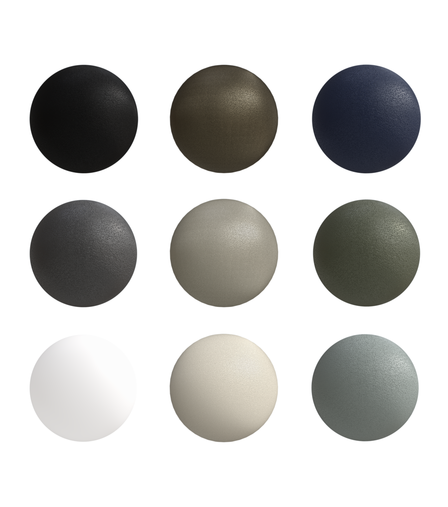 Nuancier 9 couleurs de thermolaquage pour mobilier et verrières
