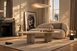 Table basse Corolle Dekton forme oblong détail