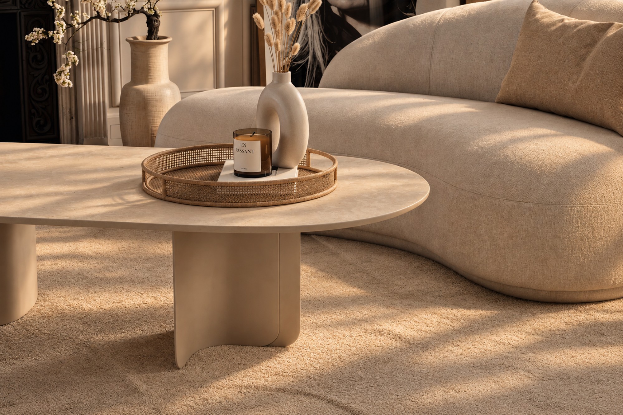 Table basse Corolle Dekton forme oblong détail Table basse Corolle Dekton forme oblong détail