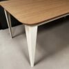 Table comtesse plaquage bois chêne pieds acier ivoire