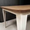 Table comtesse plaquage bois chêne pieds acier ivoire