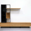 Meuble tv vitrine acier et bois massif sur mesure ARTMETA 1 compressée Meuble tv Vitrine 270 cm acier et bois massif