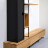 Meuble tv vitrine acier et bois massif sur mesure ARTMETA 4 compressée Meuble tv Vitrine 270 cm acier et bois massif