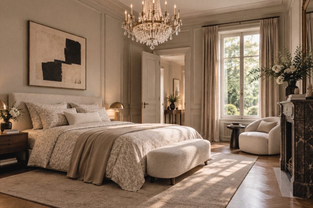intérieur style classique contemporain chambre
