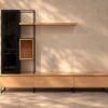 Meuble tv Vitrine 270 cm acier et bois massif Meuble tv Vitrine 270 cm acier et bois massif