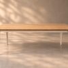 Table comtesse plaquage bois chêne pieds acier ivoire